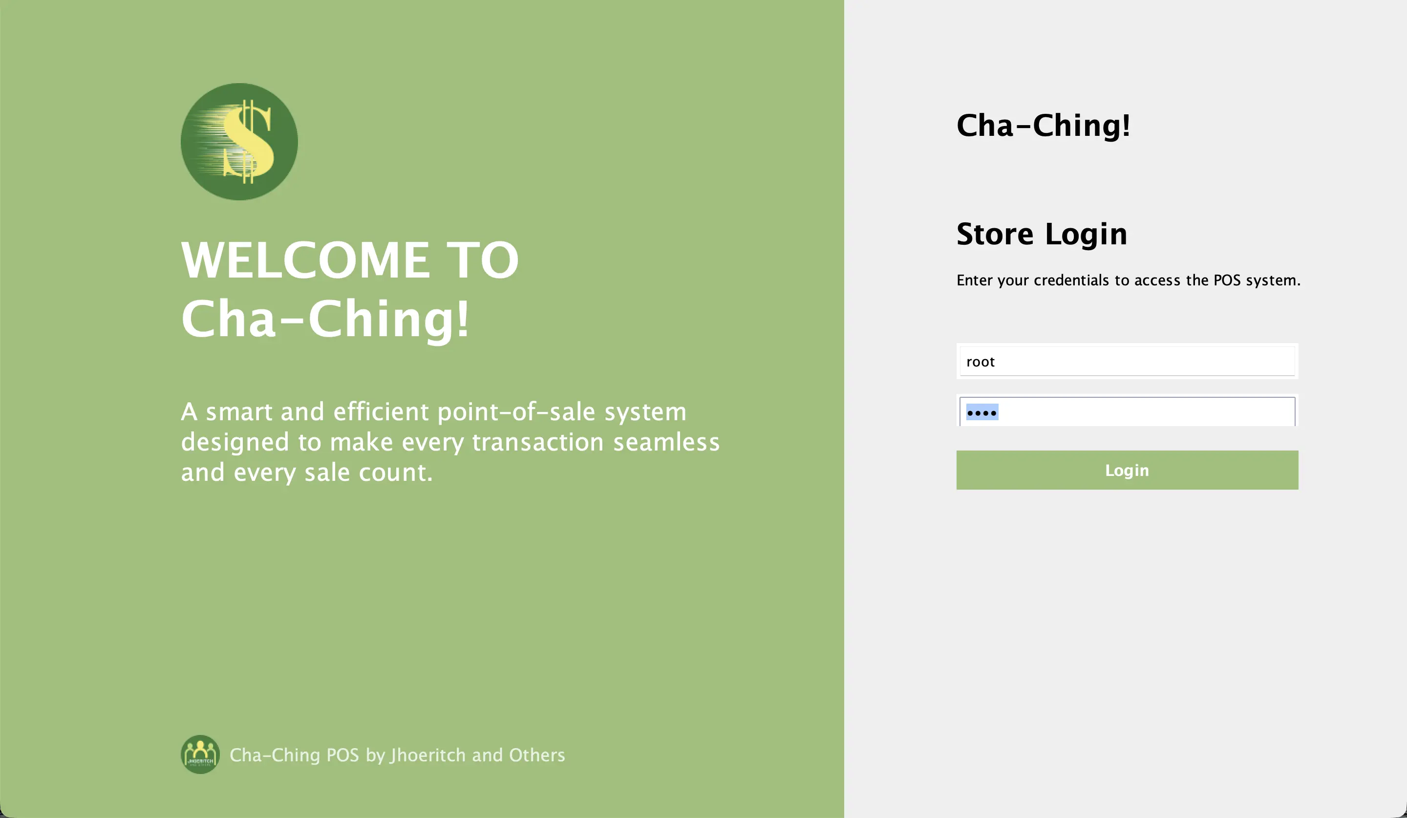 Java Point of Sale System desktop interface