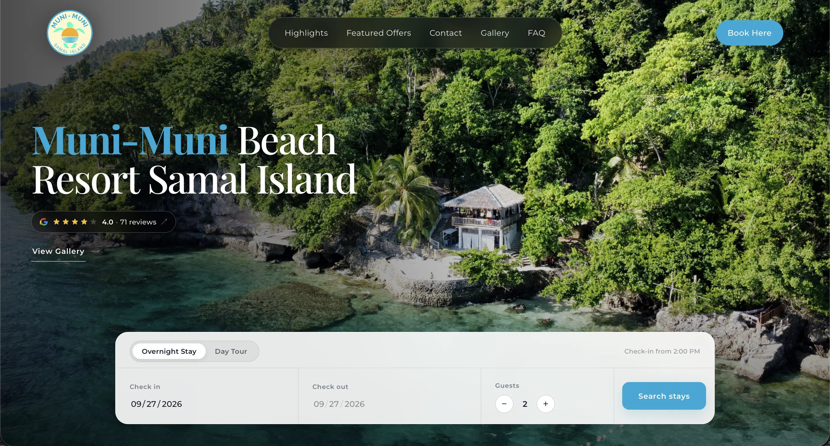MuniMuni Resort Management System dashboard
